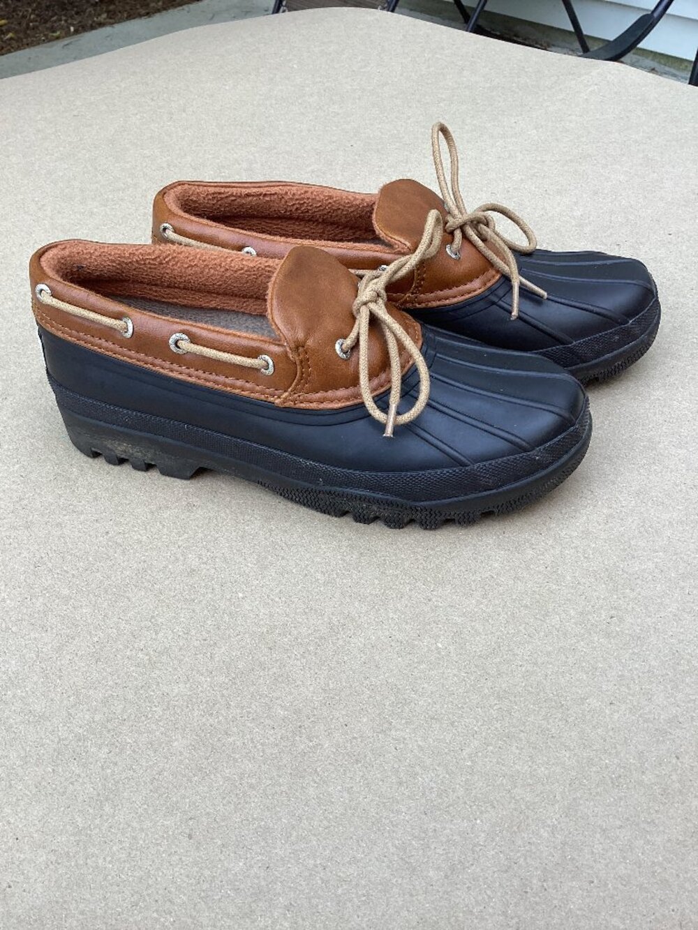 Sperry Top-Sider Women's Brown Black Duck Shoes Comfort Leather Rubber Lace Up